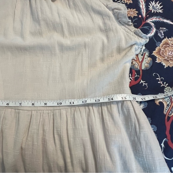 Listicle Tiered Ruffle Trim A Line Flowy Mini Dress Linen Medium - Picture 11 of 13